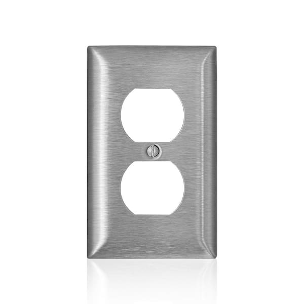 Leviton C-Series Stainless Steel 1-Gang Duplex Outlet Wall Plate, Standard Size, Magnetic