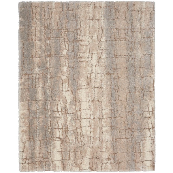 Nourison Dreamy Shag Ivory Beige 9 ft. x 12 ft. All-over design Contemporary Area Rug