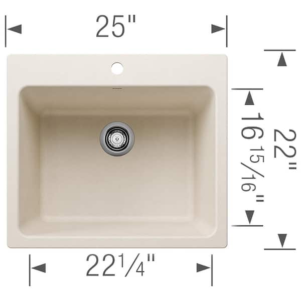 Liven 25 in. x 22 in. x 12 in. Granite Undermount Laundry Sink in Soft White