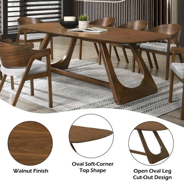 Acme Furniture Crest Walnut Wood 94 in. Trestle Base Dining Table