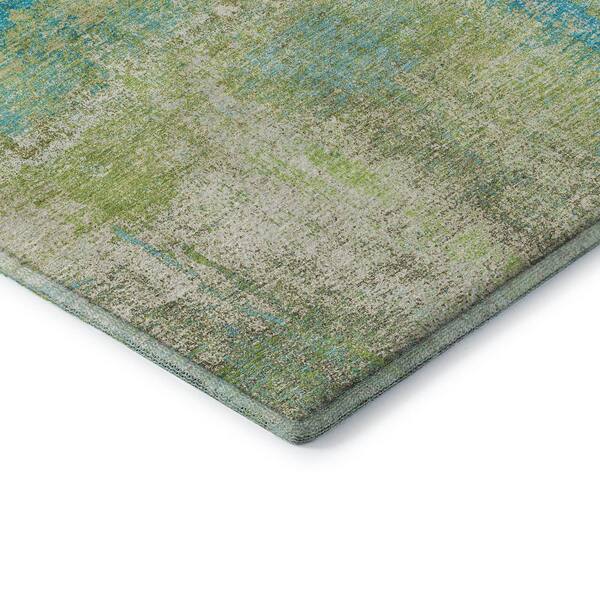 Mayfield Premium Machine Washable Abstract AMF1354 Lime 2 ft. x 3 ft. Area Rug