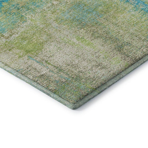 Mayfield Premium Machine Washable Abstract AMF1354 Lime 2 ft. 3 in. x 7 ft. 6 in. Runner Rug