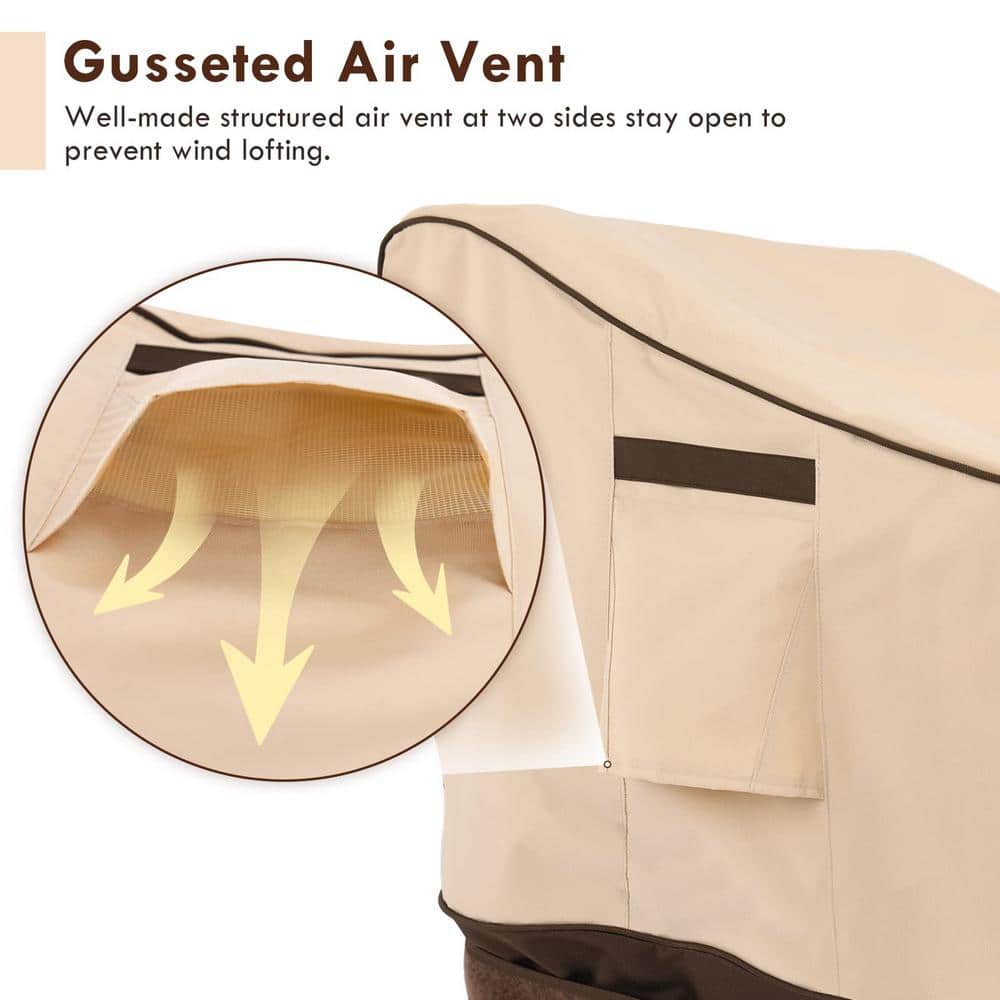 Khaki and Brown Waterproof Outdoor Chair Covers, 33" W x 34" D x 31" H (2-Pack)