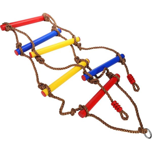 6.5 ft. Climbing Rope Ladder Indoor Outdoor Ninja Warrior Slackline Playground Tree House Swing Obstacles
