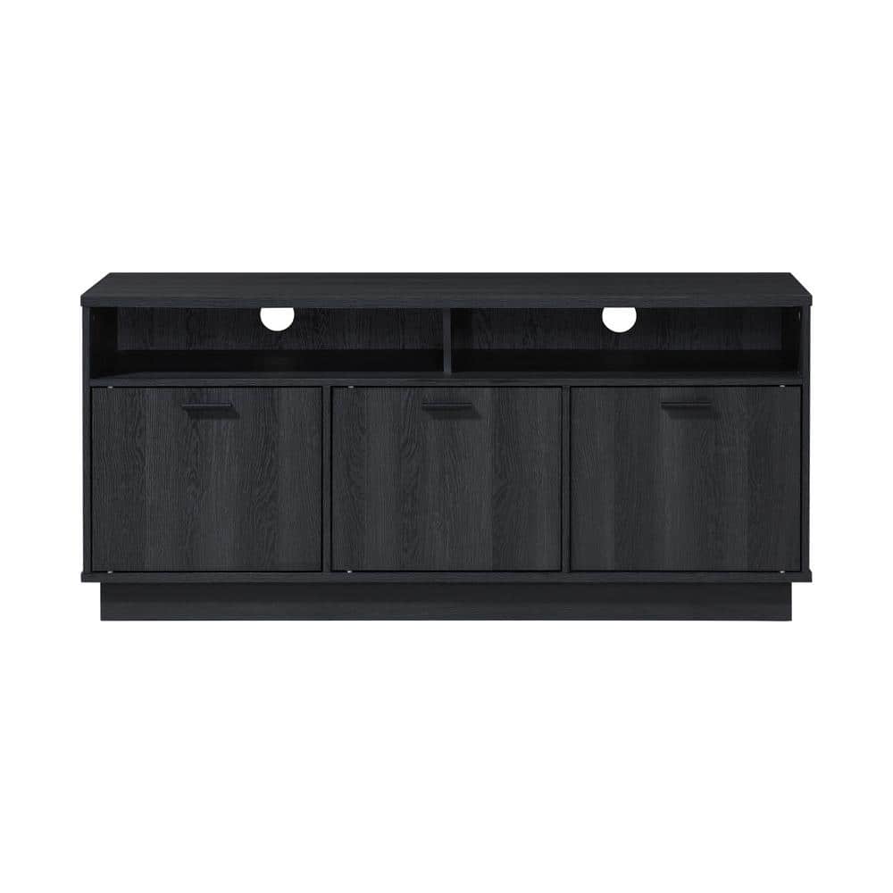 47.24 in. Charcoal Oak Wood TV Stand with 3 Storage Cabinets Fits TVs up t