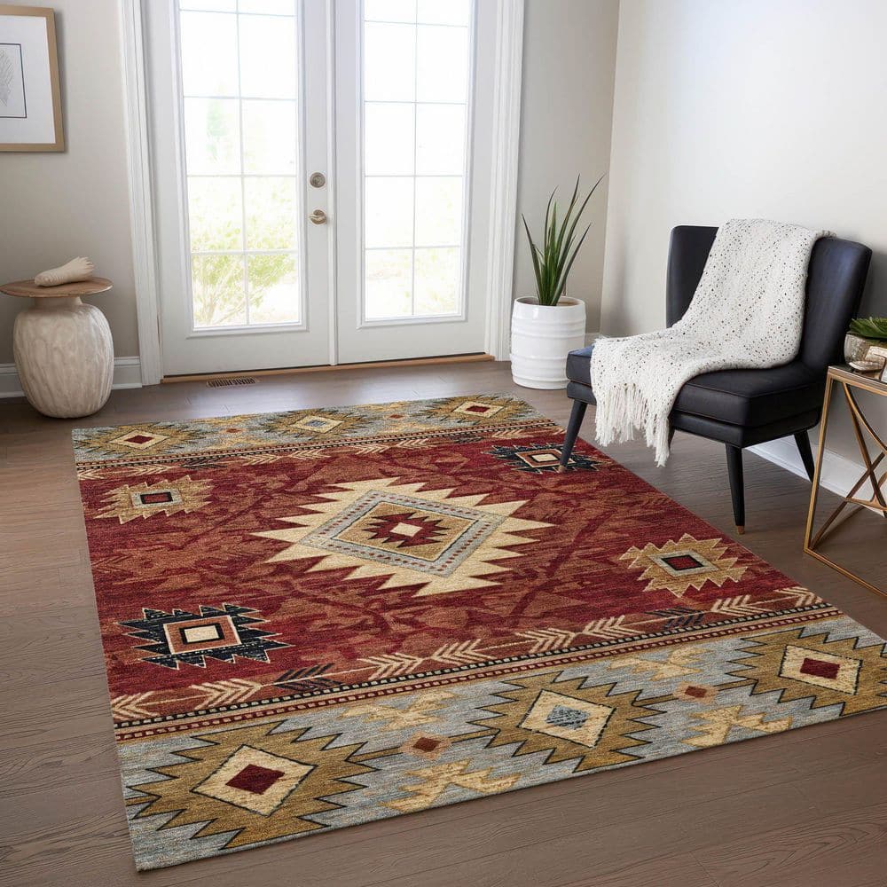 Chantille Machine Washable Indoor/Outdoor Abstract ACN1754 Paprika 8 ft. x 10 ft. Area Rug price history on PriceWatchPro