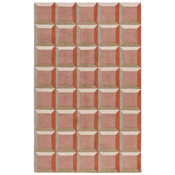 Genre 2 ft. x 3 ft. Pink/Beige square Geometric Area Rug
