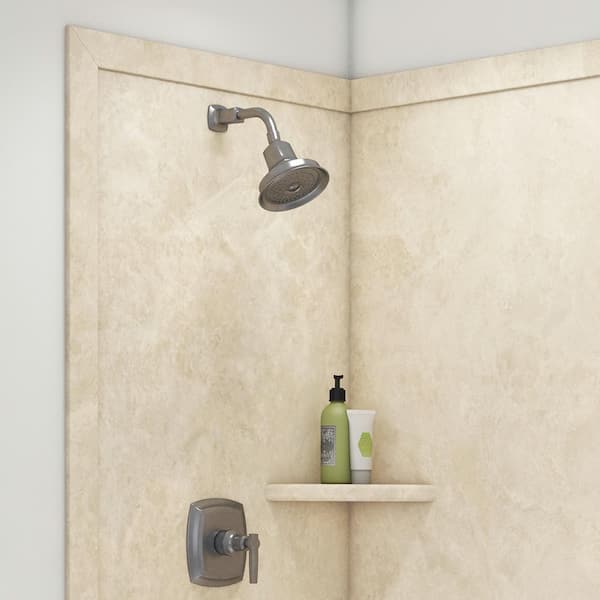 9 Inch Radius - Durango Travertine Honed Corner Shelf, Wall, Bathroom