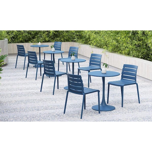 Rylan Berry Blue Stackable Plastic Chair for Indoors or Outdoors Set of 4