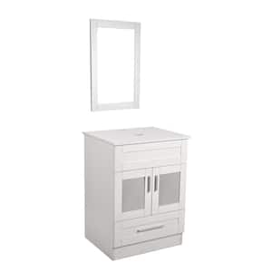 24 in. W x 18 in. D x 32-1/2 in. H Bath Vanity Cabinet Only in White with Mirror