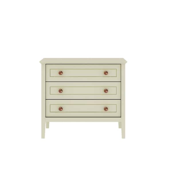 Manhattan Comfort Crown 31.29 in. 3-Drawer Off White Dresser (31.29 in. H x 38.97 in. W x 2.59 in. D)