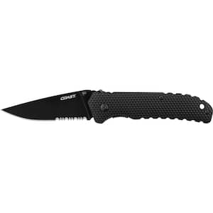3.5 in. Stainless Steel Partially Serrated Drop Folding Knife