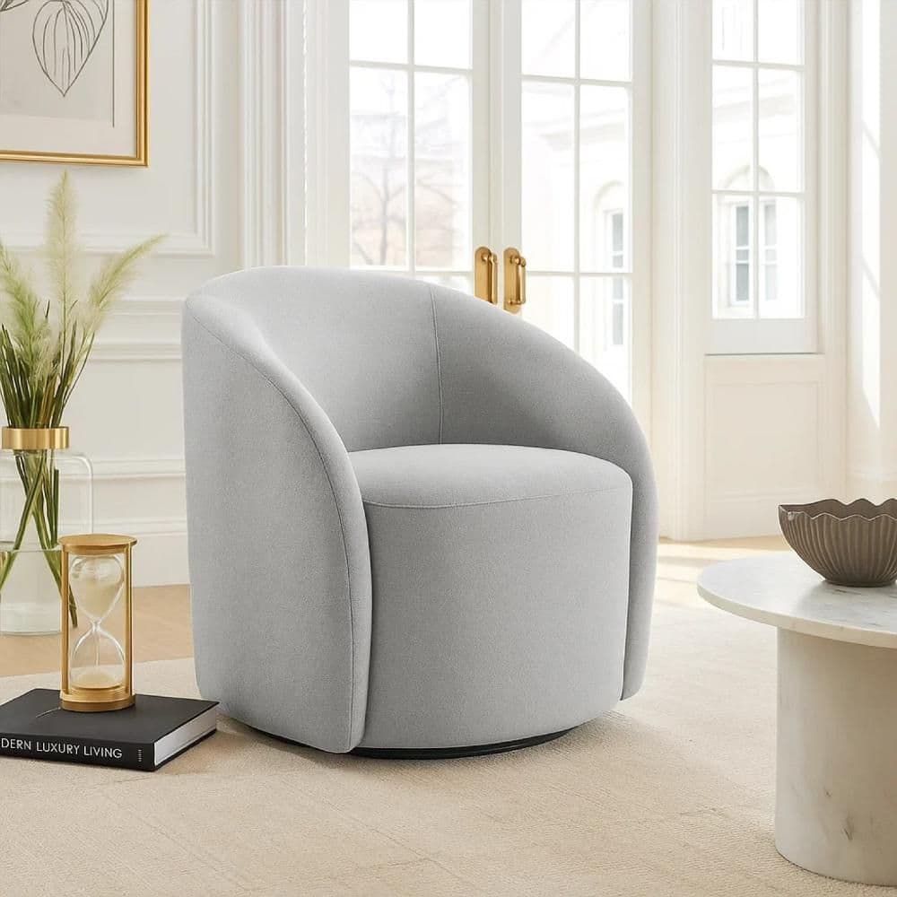 Saho Light Gray Fabric Accent chair with Barrel Style price history on PriceWatchPro