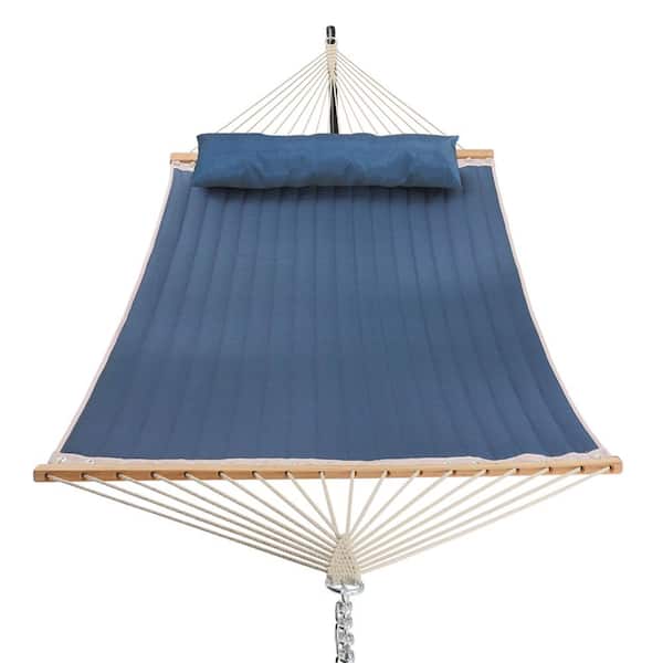 UPHA 11 ft. Padded Hammock Bed Hammock with Spreader Bar Hammock in Blue