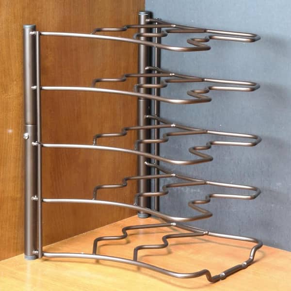 9 in. 4-Tier Pan Organizer Rack Standing for Kitchen Cabinet and Counter Pot Rack, Bronze
