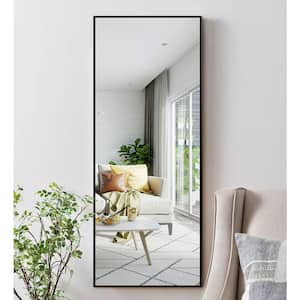 21 in. W x 64 in. H Rectangle Metal Framed Black Tempered Glass Modern Full-length Standing Mirror