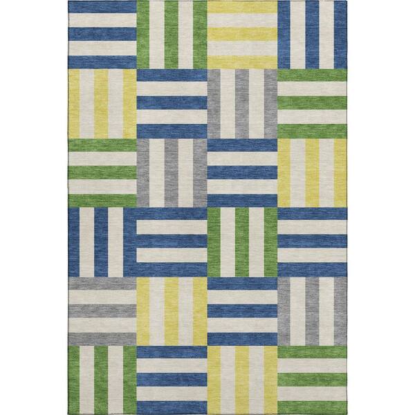 Mayfield Premium Machine Washable Abstract AMF2332 Blue 10 ft. x 14 ft. Area Rug