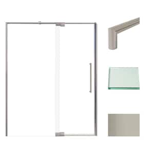 Irene 60 in. W x 76 in. H Pivot Semi-Frameless Shower Door in Brushed Stainless with Clear Glass