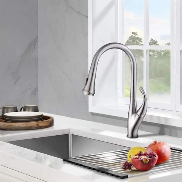 Maincraft Single Handle Pull Down Sprayer Kitchen Faucet in Brushed Nickel