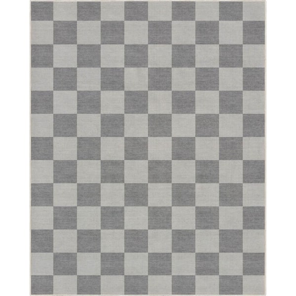 Well Woven Grey 5 ft. x 7 ft. Flat-Weave Apollo Square Modern Geometric Boxes Area Rug
