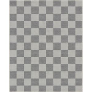 Grey 7 ft. 10 in. x 9 ft. 10 in. Flat-Weave Apollo Square Modern Geometric Boxes Area Rug