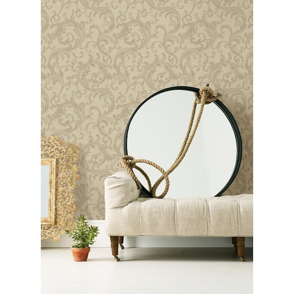 Noemi Taupe Acanthus Vinyl Wallpaper
