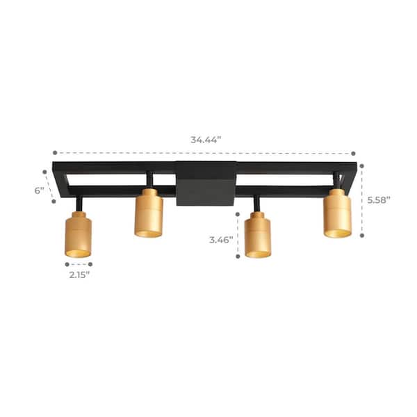 Vidalite Shura Black and Brass 4-Light Square Ceiling Light