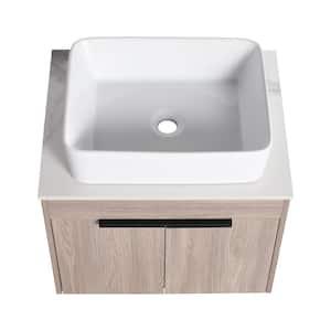 23.6 in. W x 18.9 in. D x 23.6 in. H White Oak Bathroom Vanity with White Engineered Stone Top and Ceramic Basin