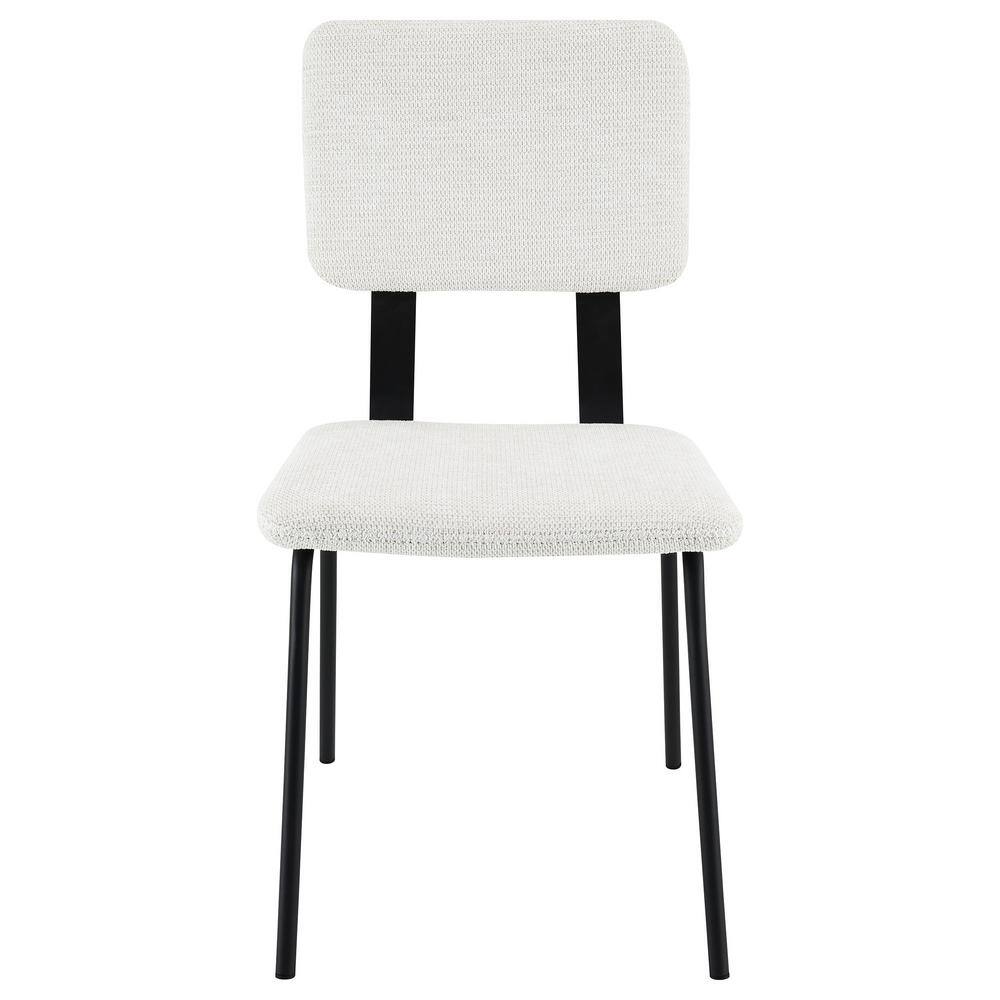 Black and White Upholstered Ladderback Side Chair Set with Metal Base