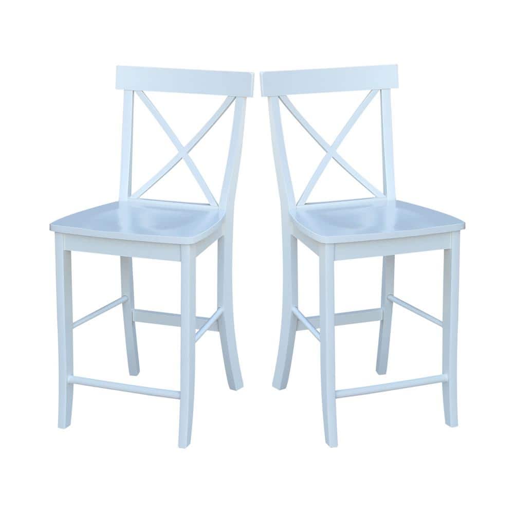 Coastal White Solid Wood 24" Counter Stool