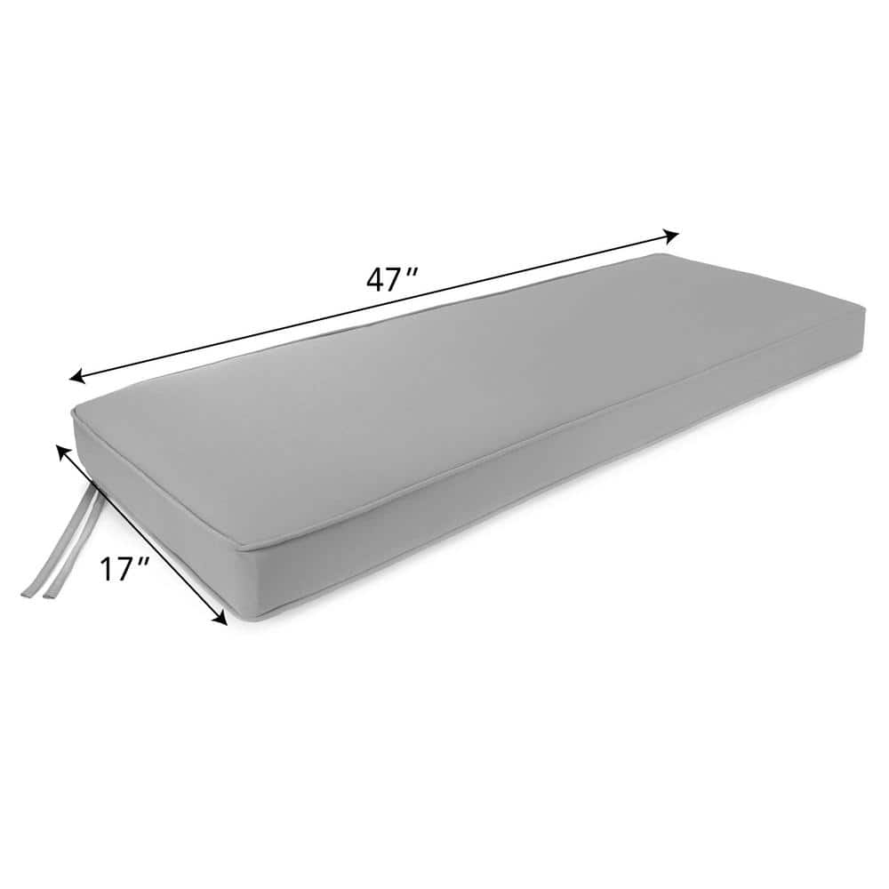 Pebble Beige Canvas Outdoor Bench Cushion with Ties and Welt, 47" x 17"