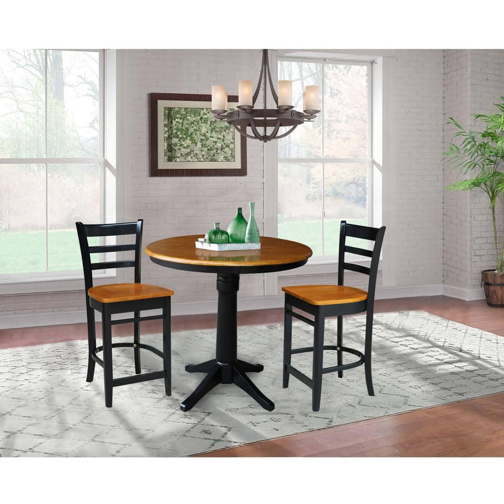 Emily Black and Cherry Wood Counter Height Barstool