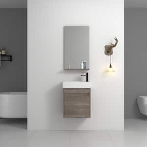 10.25 in. D x 18 in. W x 22.8 in. H Bathroom Vanity in Plaid Grey Oak with White Vanity Top and Basin