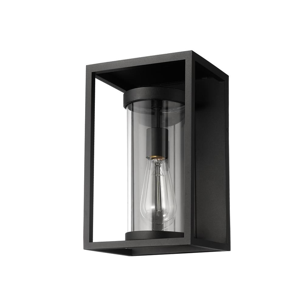 Black Aluminum Dimmable Outdoor Wall Sconce with Clear Glass Shade