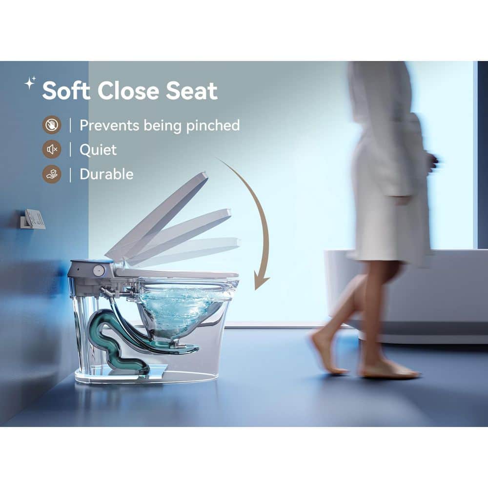 White Ceramic Smart Bidet Toilet with LED Display and Heated Seat
