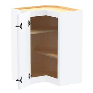 Grayson 21 in. W x 21 in. D x 30 in. H in Pacific White Painted Plywood Assembled Wall Kitchen Corner Cabinet w shelves