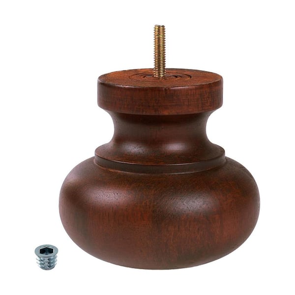 American Pro Decor 4-1/2 in. x 4-13/16 in. Stained Cherry Solid Hardwood Round Bun Foot