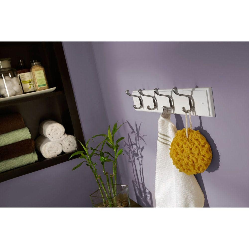 White and Nickel 18" Heavy Duty Coat and Hat Rack