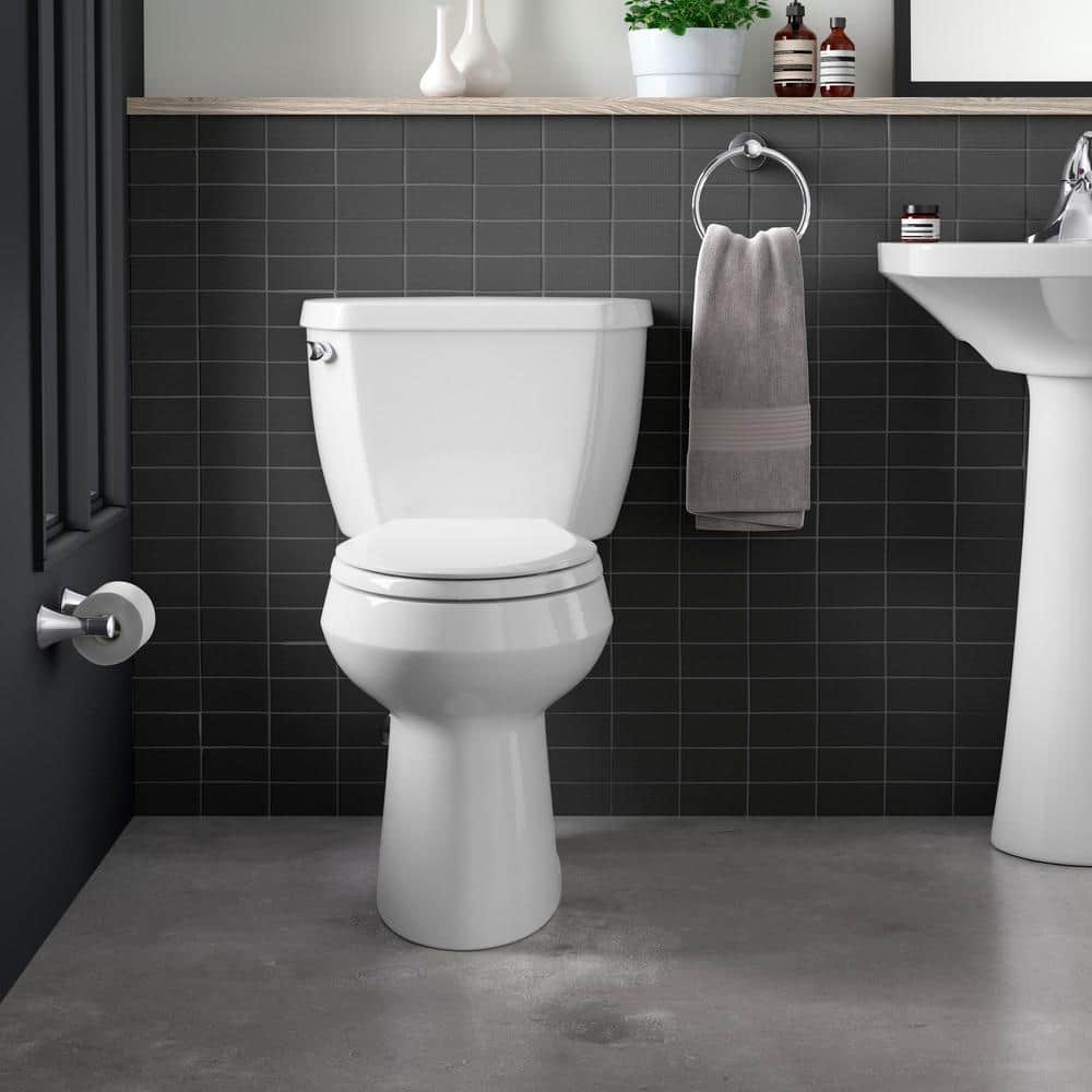 White Elongated High Efficiency Two-Piece Toilet with Pressure Assist