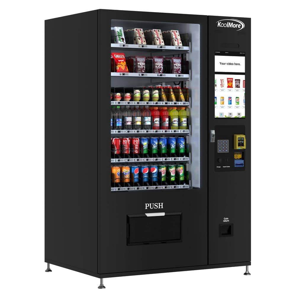 51 in. Refrigerated Vending Machine, 60-Slots and 22 in. Touch Screen with Bill Acceptor in Black, 75 cu. ft.