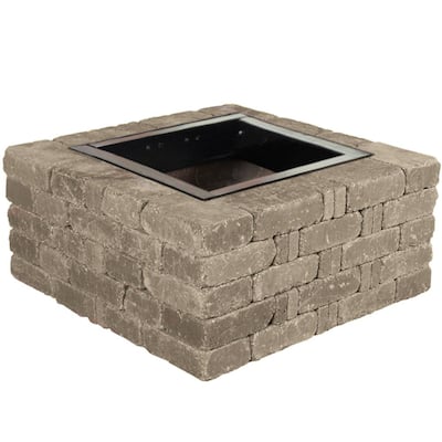 RumbleStone 38.5 in. x 17.5 in. Square Concrete Fire Pit Kit No. 6 in Greystone