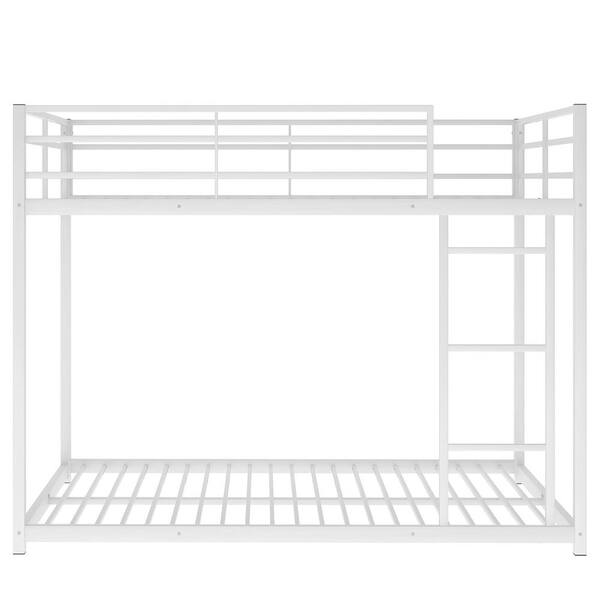 ANBAZAR White Full Over Full Metal Bunk Bed Low Floor Bunk