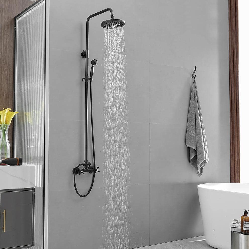 Matte Black Adjustable Rain Shower System with Handheld