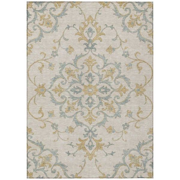 Chantille Machine Washable Indoor/Outdoor Abstract ACN2964 Ivory 5 ft. x 7 ft. 6 in. Area Rug
