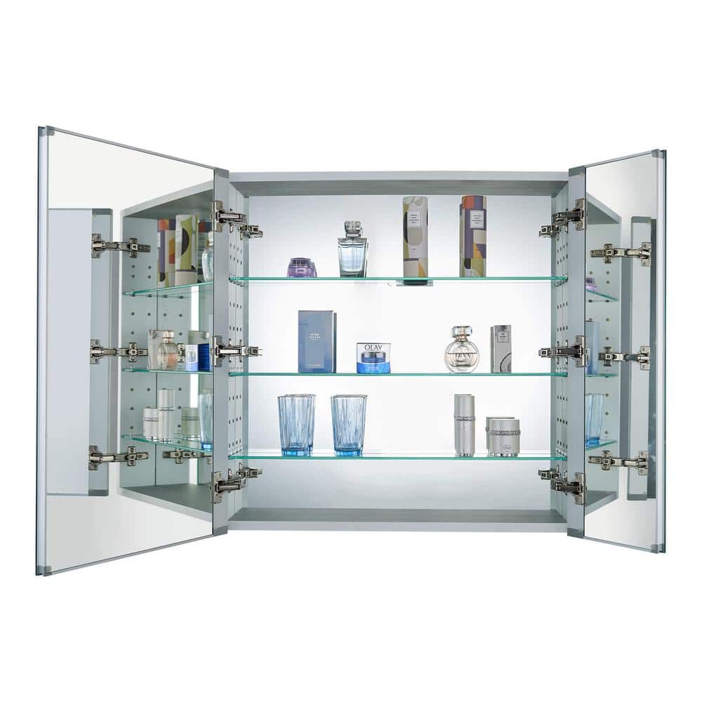 30" x 30" Aluminum Mirrored Medicine Cabinet with Adjustable Shelves