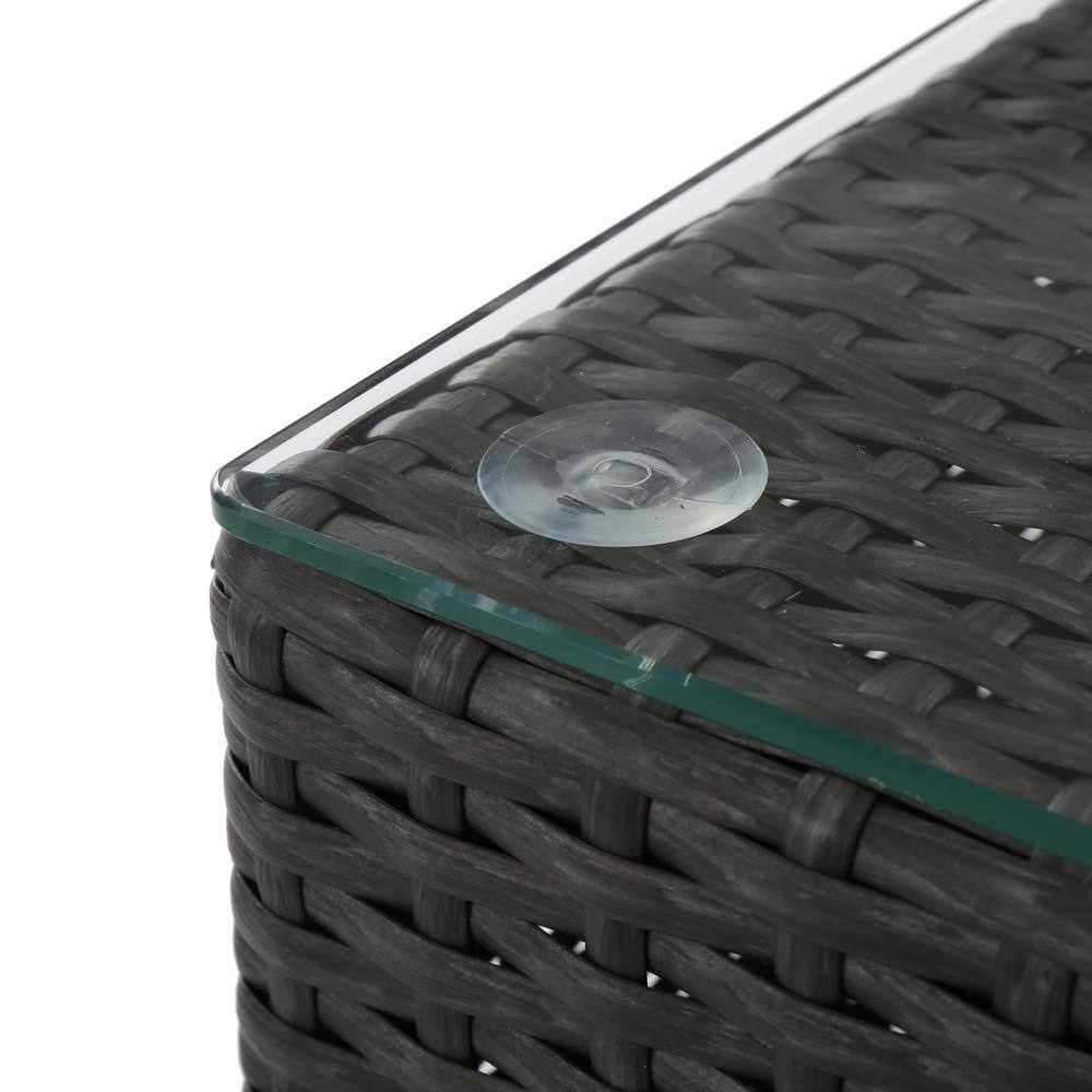 Gray Aluminum Wicker Outdoor Coffee Table with Glass Top