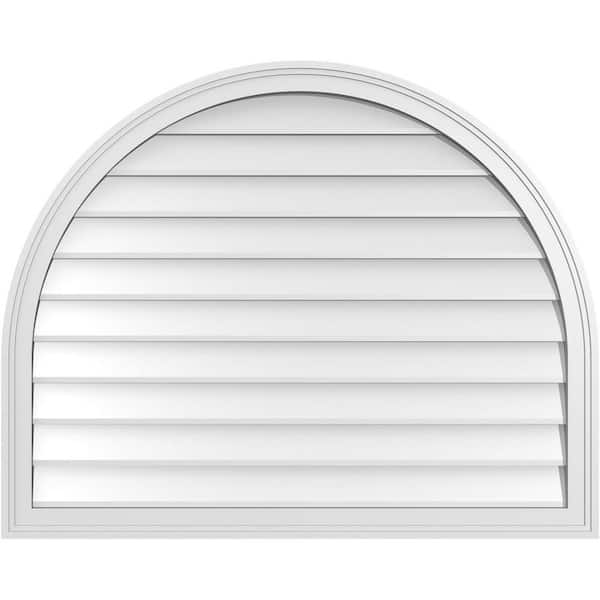 Ekena Millwork 40 in. x 32 in. Round Top Surface Mount PVC Gable Vent: Decorative with Brickmould Frame