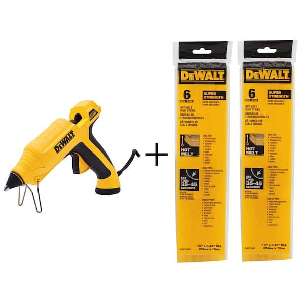 DEWALT Ceramic Rapid Heat Full Size Glue Gun and (2) 10 in. x 7/16 in
