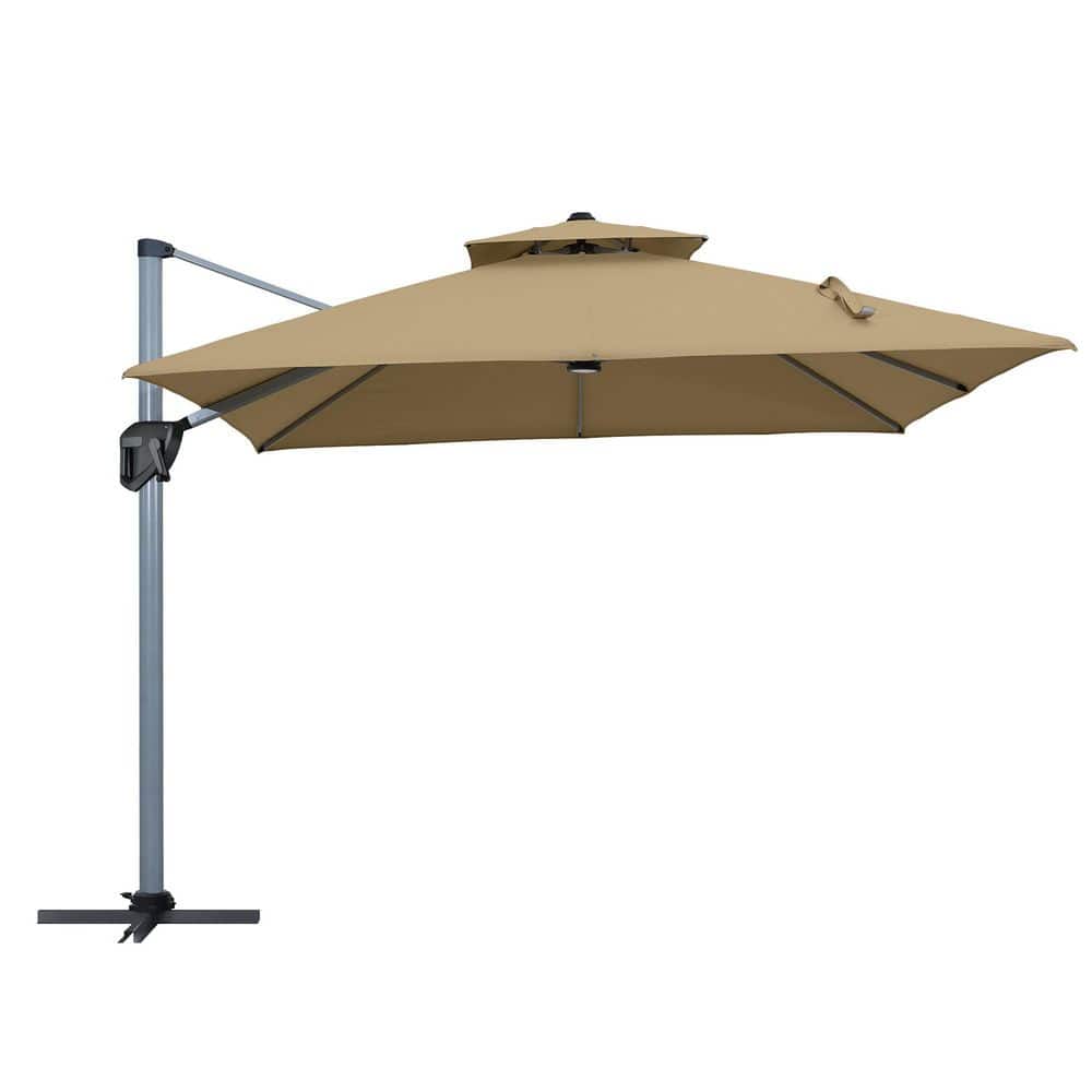 11 ft. Patio Umbrella Outdoor Square Double Top Umbrella in Tan with Bluetooth Ambient Light (without Umbrella Base) price history on PriceWatchPro