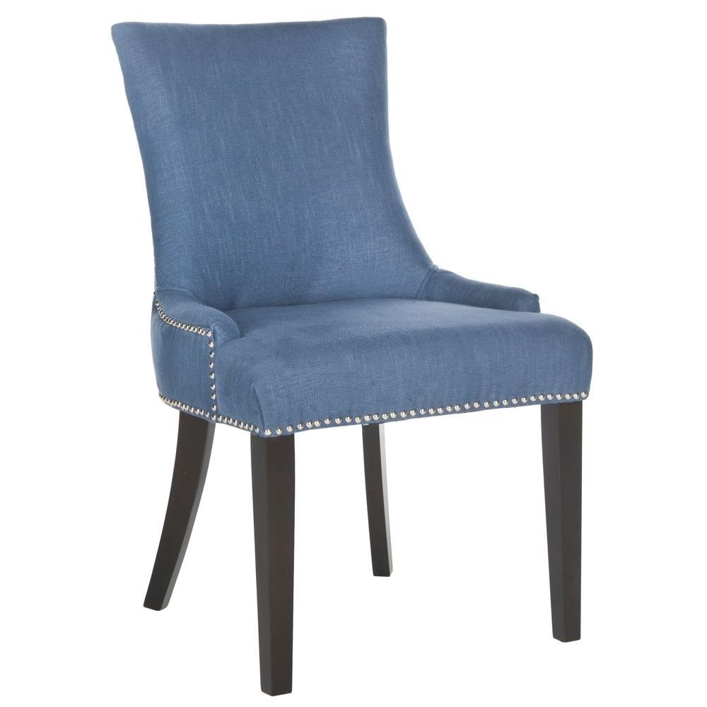 Transitional Linen Upholstered Parsons Side Chair in Blue
